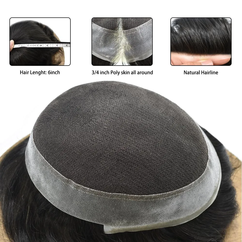 Mens Toupee Hair Piece French Lace Toupee For Men Hair Replacement System For Men Hairpiece Natural Hairline 7X9#1B10#1B Off Black 10% Grey