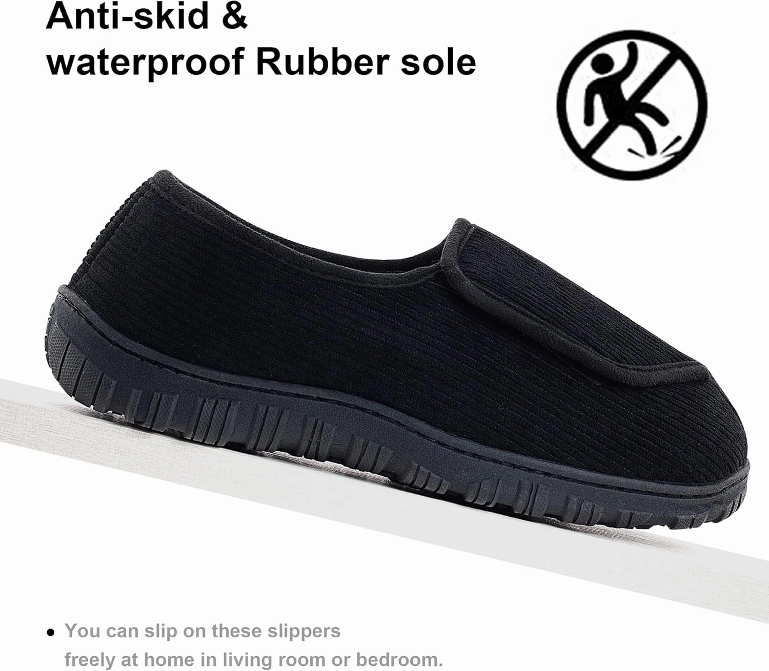 Mens Memory Foam Diabetic Slippers Extra Wide Comfy with Coral Fleece Lining for Arthritis Edema Swollen Feet House Shoes for Men