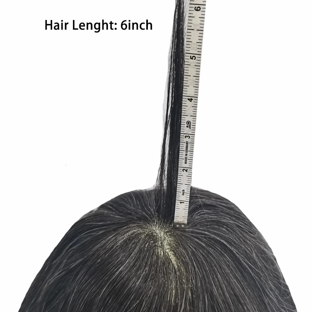 Mens Toupee French Lace Hairpiece Human Hair Replacement System For Men Hair Piece Toupee For Men Hair Prosthesis Units For Men7x9Medium light density#1B20 1B# OFF BLACK 20% GREY
