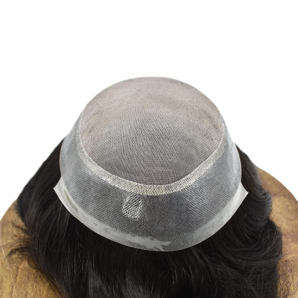 Mens Toupee Human Hair Toupee for Men Durable Fine Mono Lace Hair System for Men Clear Poly Hair Replacement for Men Hair Piece Hair men's hair prosthesis protesis capilar hombre 8x10 1B# OFF BLACK