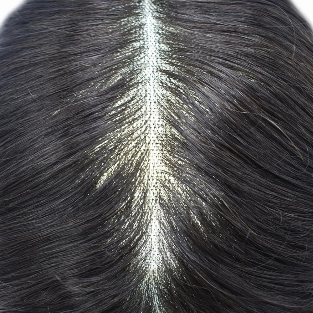 Mens Toupee Human Hair Toupee for Men Durable Fine Mono Lace Hair System for Men Clear Poly Hair Replacement for Men Hair Piece Hair men's hair prosthesis protesis capilar hombre 8x10 1B# OFF BLACK