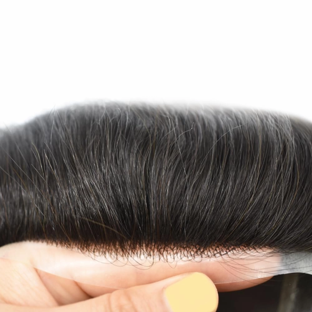 Mens Toupee Human Hair Toupee for Men Durable Fine Mono Lace Hair System for Men Clear Poly Hair Replacement for Men Hair Piece Hair men's hair prosthesis protesis capilar hombre 8x10 1B# OFF BLACK