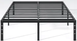 Metal Bed Frame,Full Size Bed Frame with Storage Space,Heavy Duty Sturdy Mattress Foundation,Easy Assembly,No Box Spring Needed, Black,18 Inch,Full