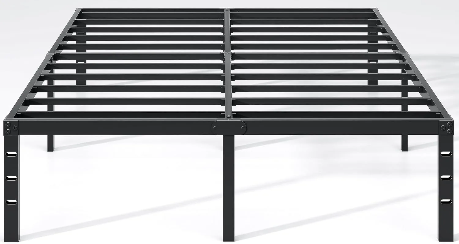 Metal Bed Frame,Full Size Bed Frame with Storage Space,Heavy Duty Sturdy Mattress Foundation,Easy Assembly,No Box Spring Needed, Black,18 Inch,Full