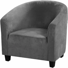 MIFXIN Club Chair Slipcover High Stretch Velvet Tub Chair Cover 1 Piece Spandex Removable Washable Armchair Sofa Couch Furniture Protector for Living Room (Velvet-Grey)