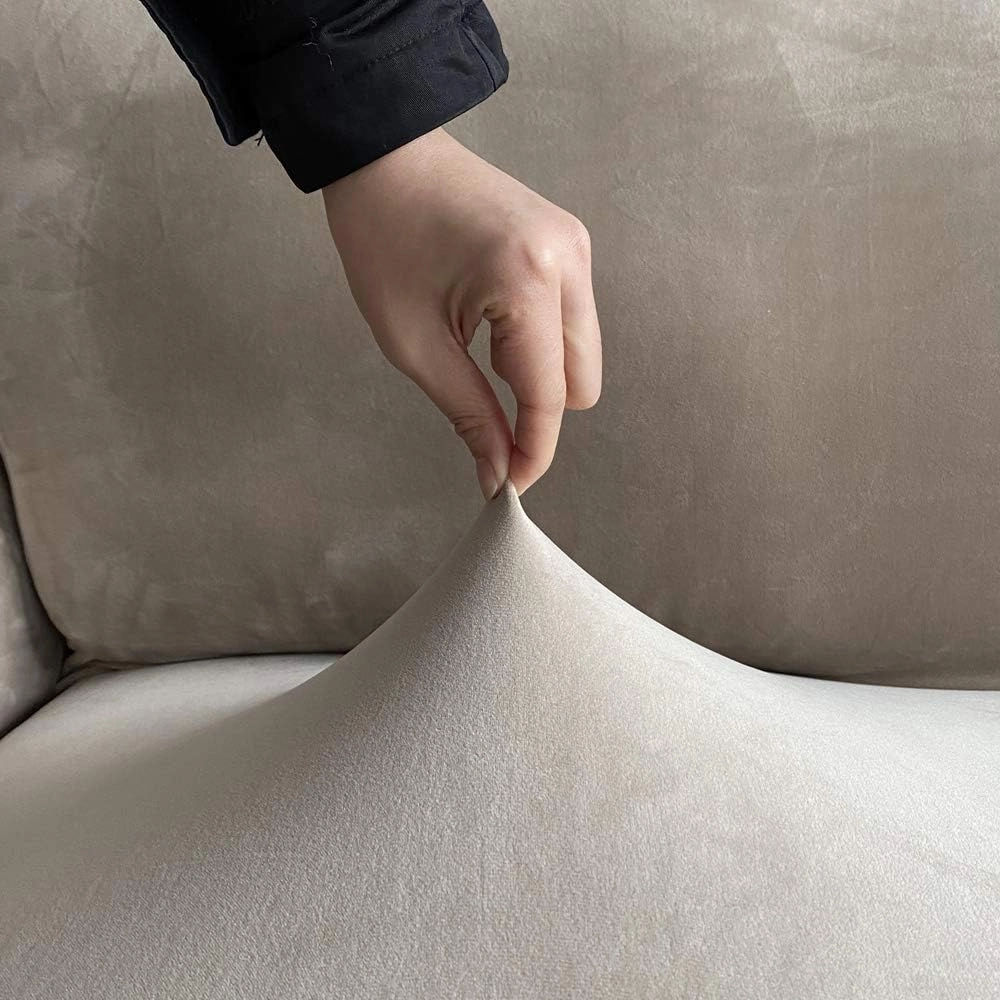 MIFXIN Club Chair Slipcover High Stretch Velvet Tub Chair Cover 1 Piece Spandex Removable Washable Armchair Sofa Couch Furniture Protector for Living Room (Velvet-Tan)
