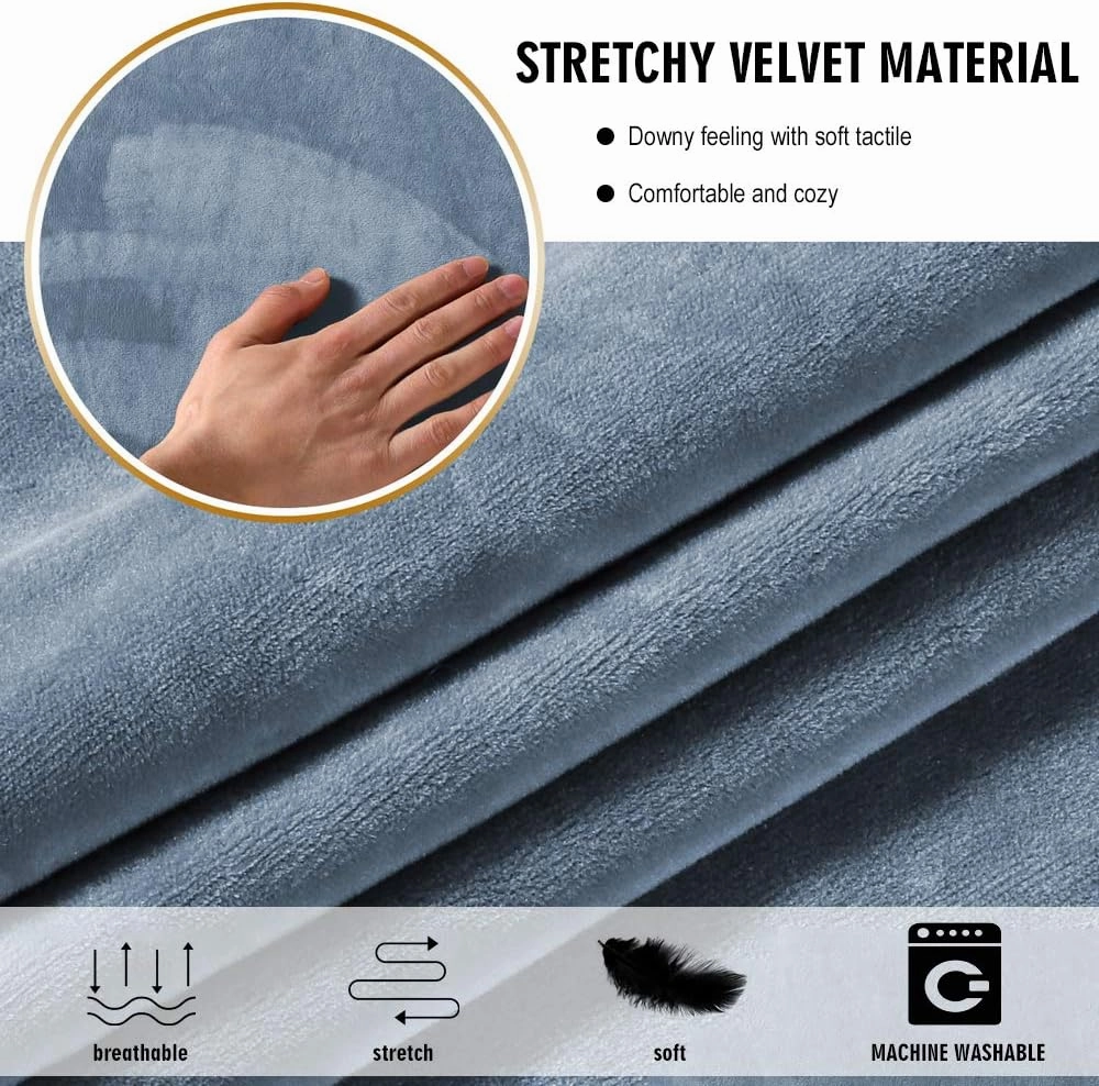 MIFXIN Tub Chair Slipcover Velvet High Stretch Club Chair Cover Spandex Elastic Armchair Couch Cover Sofa Furniture Protector for Living Room Hotel Bar Counter (Grey Blue)