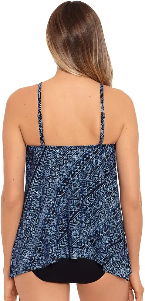 Miraclesuit Women's Swimwear Peephole High Neckline Soft Cup Tankini Bathing Suit Top