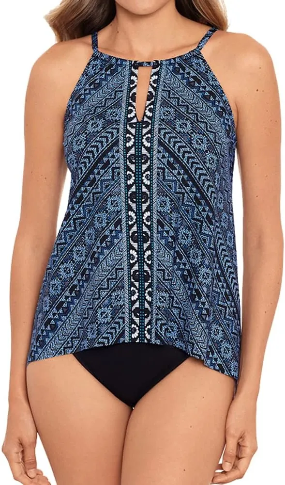 Miraclesuit Women's Swimwear Peephole High Neckline Soft Cup Tankini Bathing Suit Top