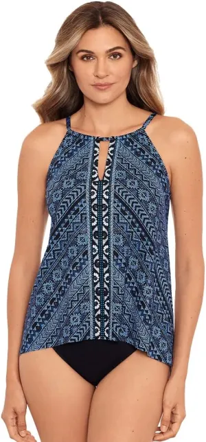 Miraclesuit Women's Swimwear Peephole High Neckline Soft Cup Tankini Bathing Suit Top