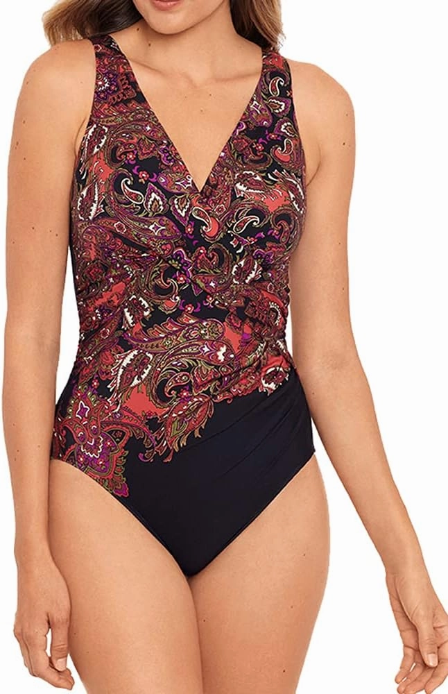 Miraclesuit Women's Swimwear Kashmir Traveler Soft Cup Tummy Control One Piece Swimsuit