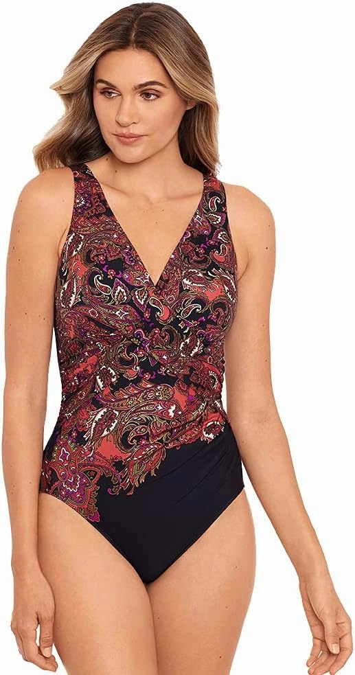 Miraclesuit Women's Swimwear Kashmir Traveler Soft Cup Tummy Control One Piece Swimsuit