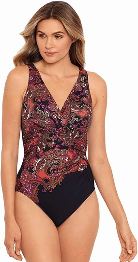 Miraclesuit Women's Swimwear Kashmir Traveler Soft Cup Tummy Control One Piece Swimsuit