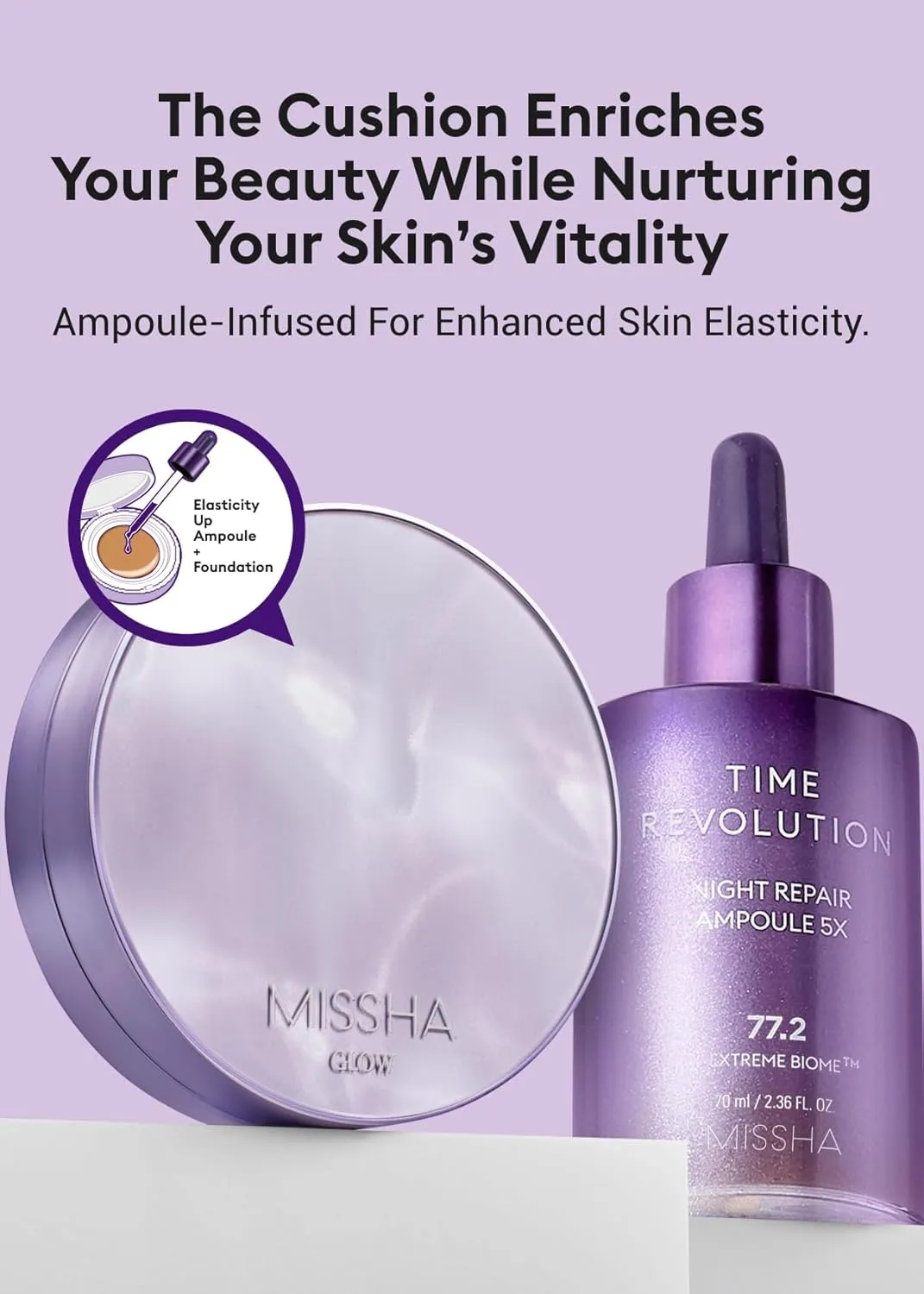 MISSHA Serum Cushion Glow Layering Fit Cushion Foundation No.21 Vanilla Light Beige for Bright Skin, Korean Foundation Makeup, Rich-Texture, Full-Coverage, 24-Hr Hydrating, Triple Glow System