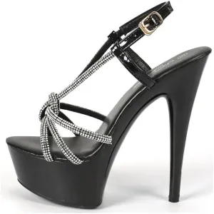 MissHeel Sparkling Rhinestones Strappy Clear Platform Heels