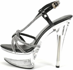 MissHeel Sparkling Rhinestones Strappy Clear Platform Heels