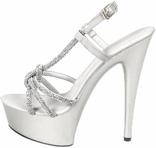MissHeel Sparkling Rhinestones Strappy Clear Platform Heels