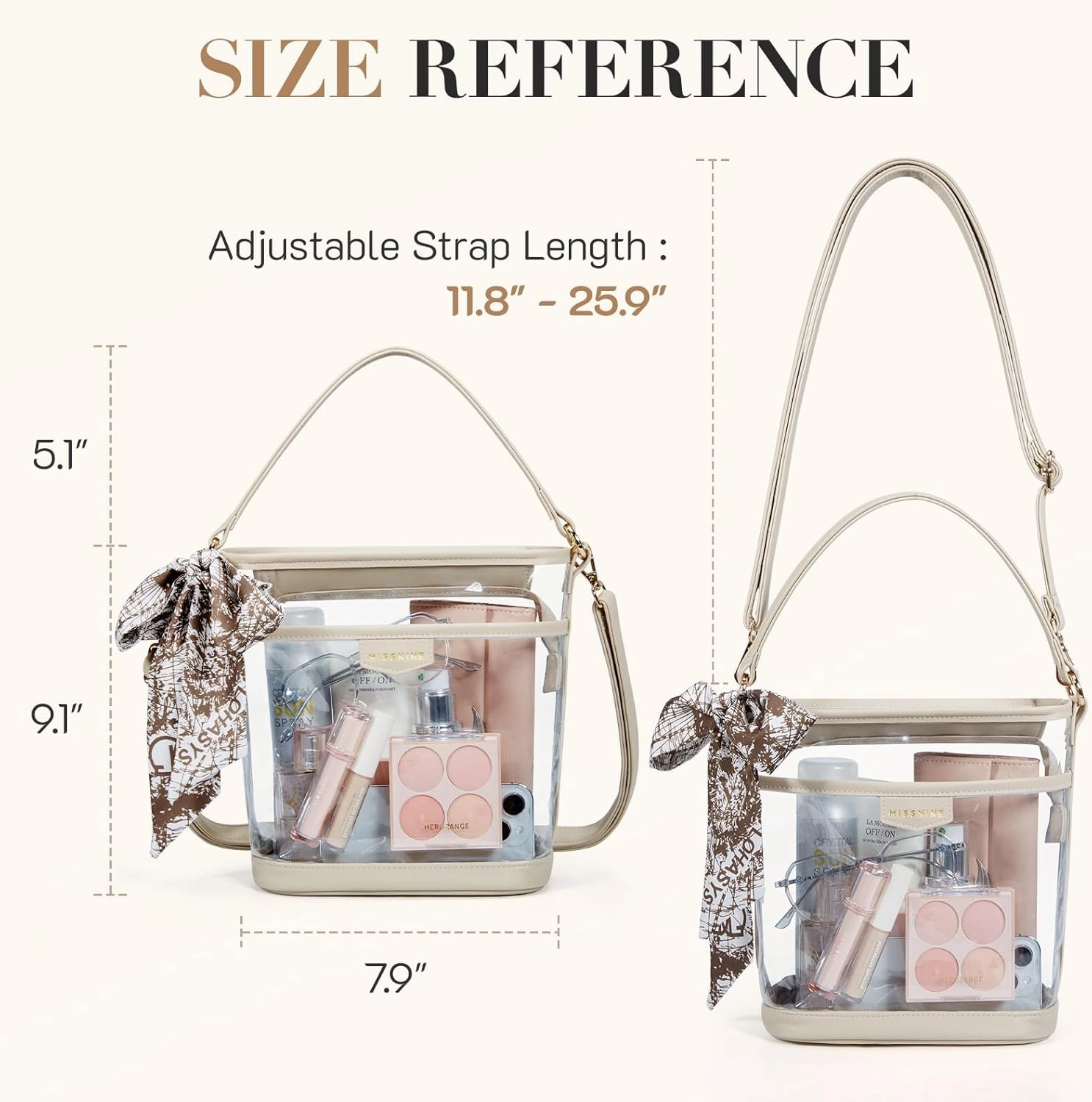 Missnine Clear Bag for Stadium Approved, Clear Crossbody Bucket Bag Transparent PVC Purse for Women, Concert Stadium Events