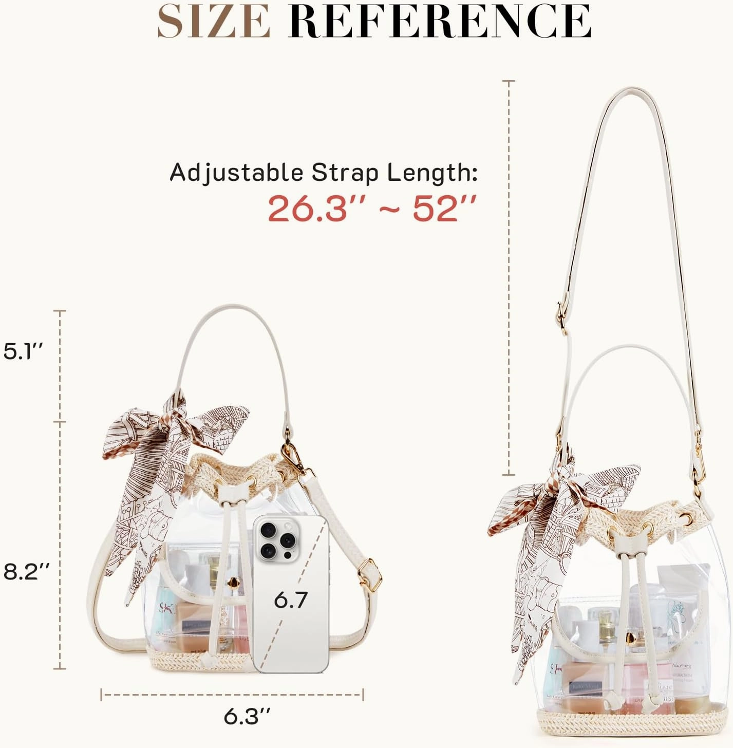 Missnine Clear Bag for Stadium Approved, Clear Crossbody Bucket Bag Transparent PVC Purse for Women, Concert Stadium Events