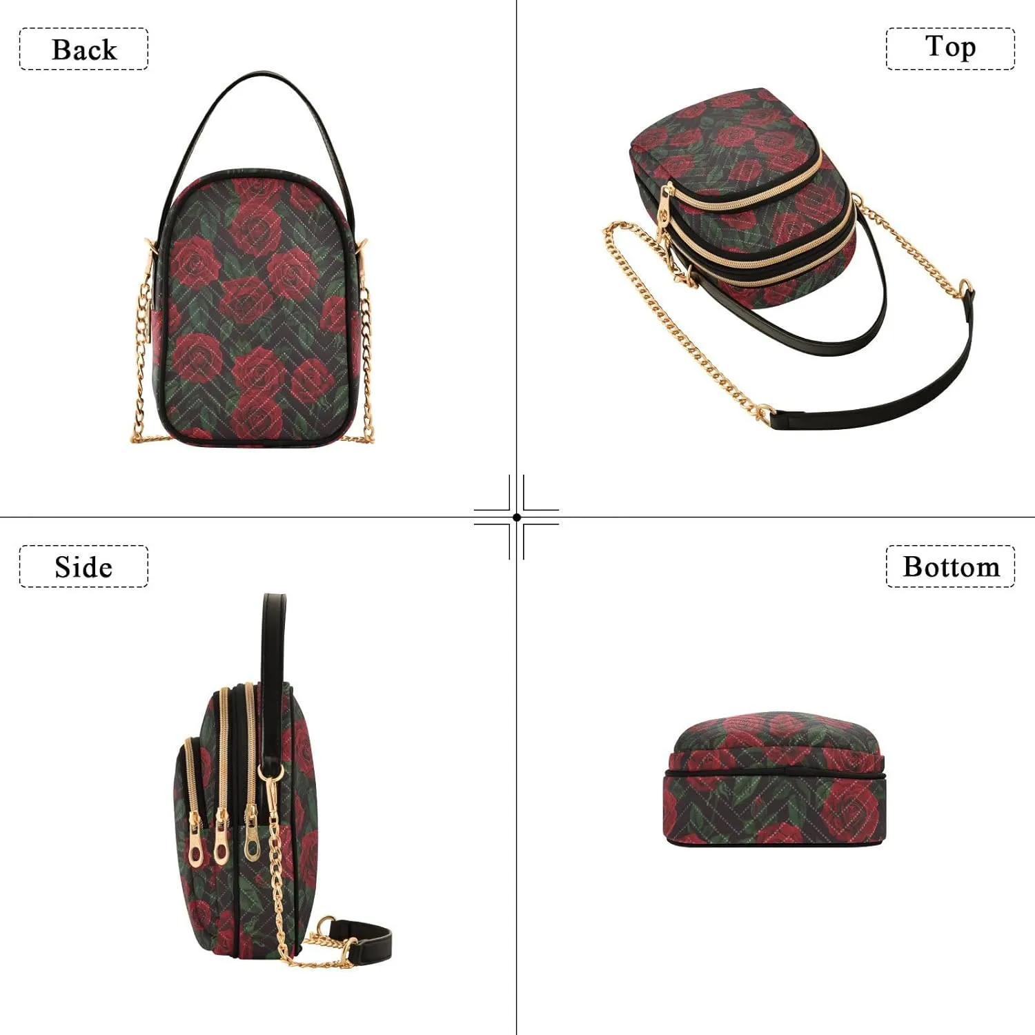 MNSRUU Quilted Crossbody Bags for Women Trendy, Women's Crossbody Handbags Pink Flower Travel Cell Phone Purses Bags