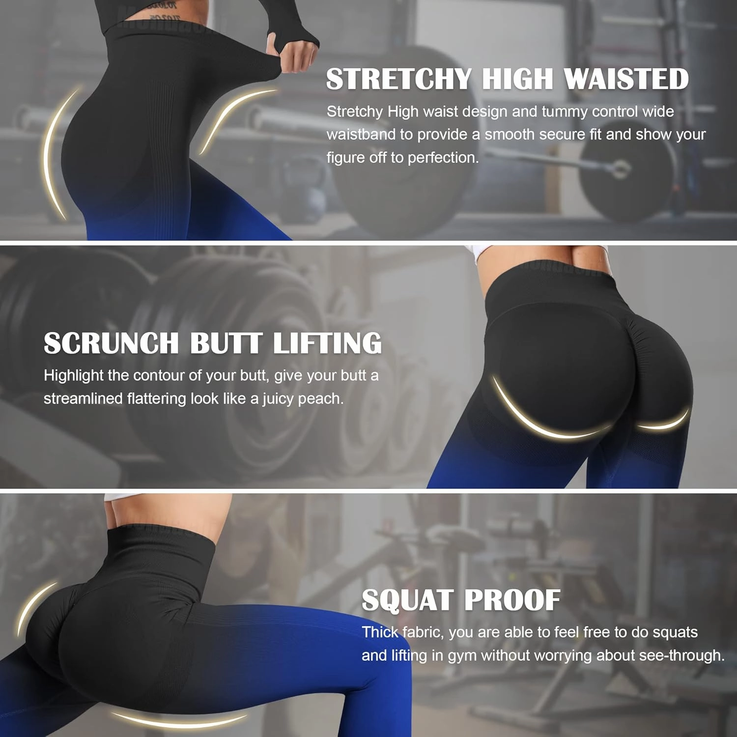 MOHUACHI Women Scrunch Butt Lifting Leggings for Women Seamless High Waisted Workout Yoga Pants Gym Booty Tights