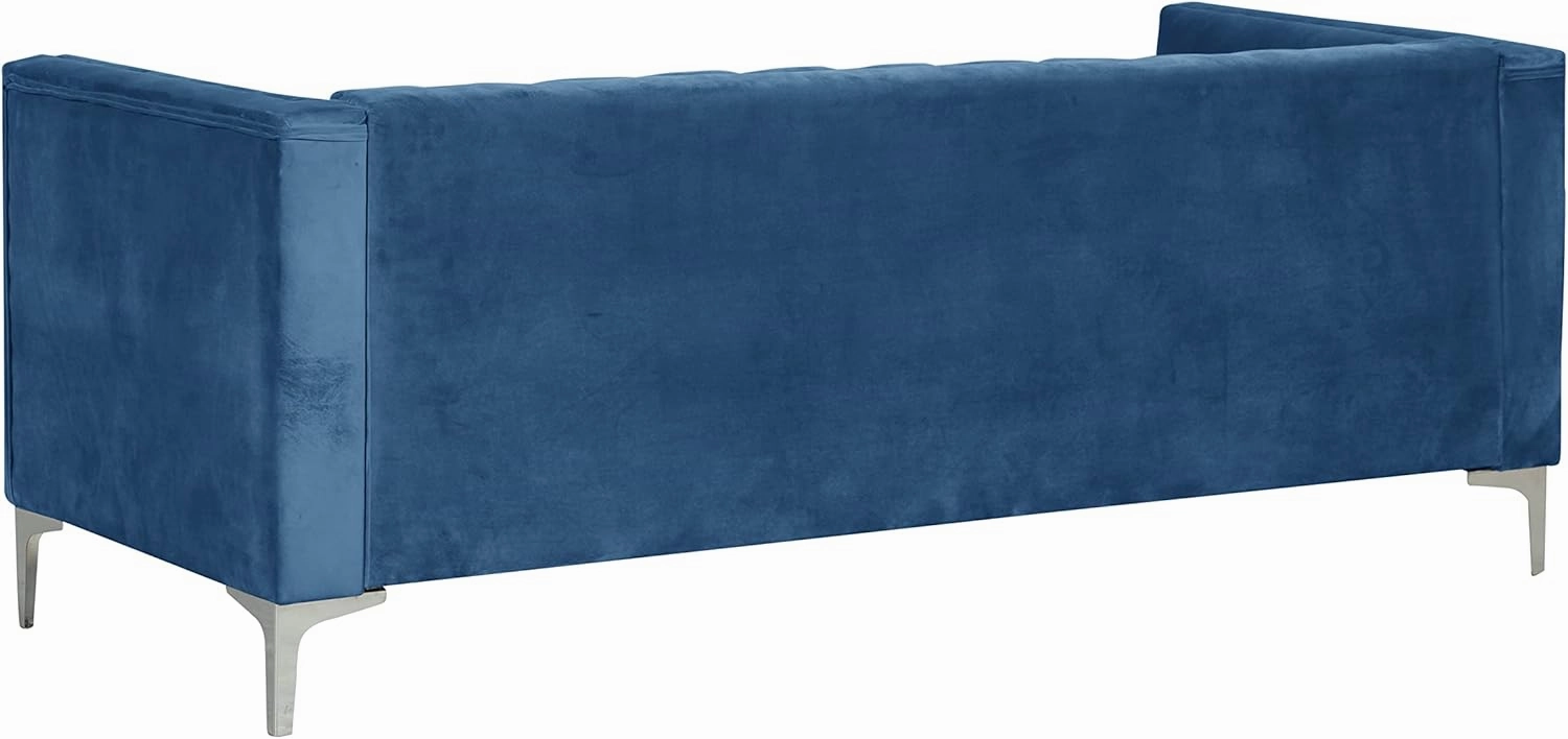 Morden Fort Velvet Office Sofa 71“W Contemporary Sofa Home Theater Seating Upholstered 3-Seater Modern Chesterfield Small Sofa Furniture for Living Room Office Bedroom Apartment, Blue