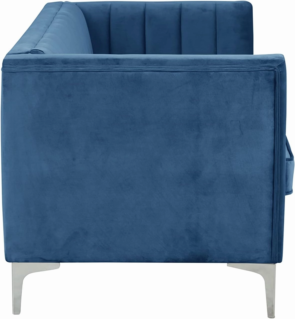 Morden Fort Velvet Office Sofa 71“W Contemporary Sofa Home Theater Seating Upholstered 3-Seater Modern Chesterfield Small Sofa Furniture for Living Room Office Bedroom Apartment, Blue