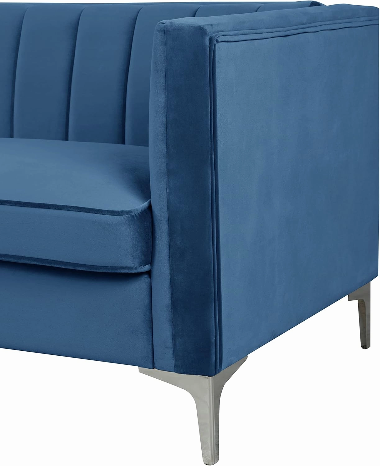 Morden Fort Velvet Office Sofa 71“W Contemporary Sofa Home Theater Seating Upholstered 3-Seater Modern Chesterfield Small Sofa Furniture for Living Room Office Bedroom Apartment, Blue