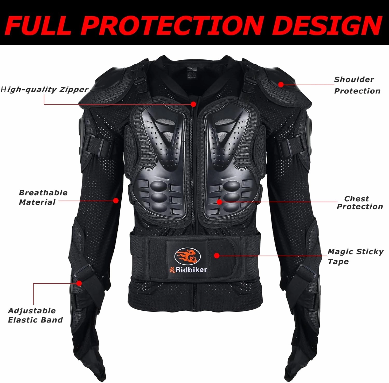 Motorcycle Jacket Full Body Armor, Chest Protection Dirt Bike Gear for Men Motorcycle Gear Motorcycle Armor Motocross MTB Racing Off-Road