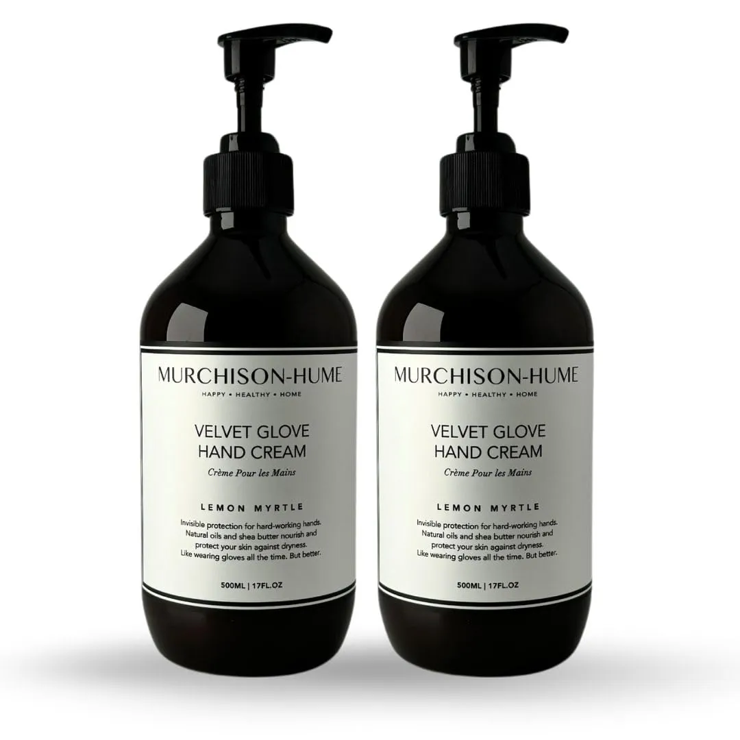 Murchison-Hume Velvet Glove Hand Cream with nourishing Fruit Extracts and Plant Seed Oils for lasting, 24-hour protection against dryness, non-greasy, Lemon Myrtle (Pack of 2)