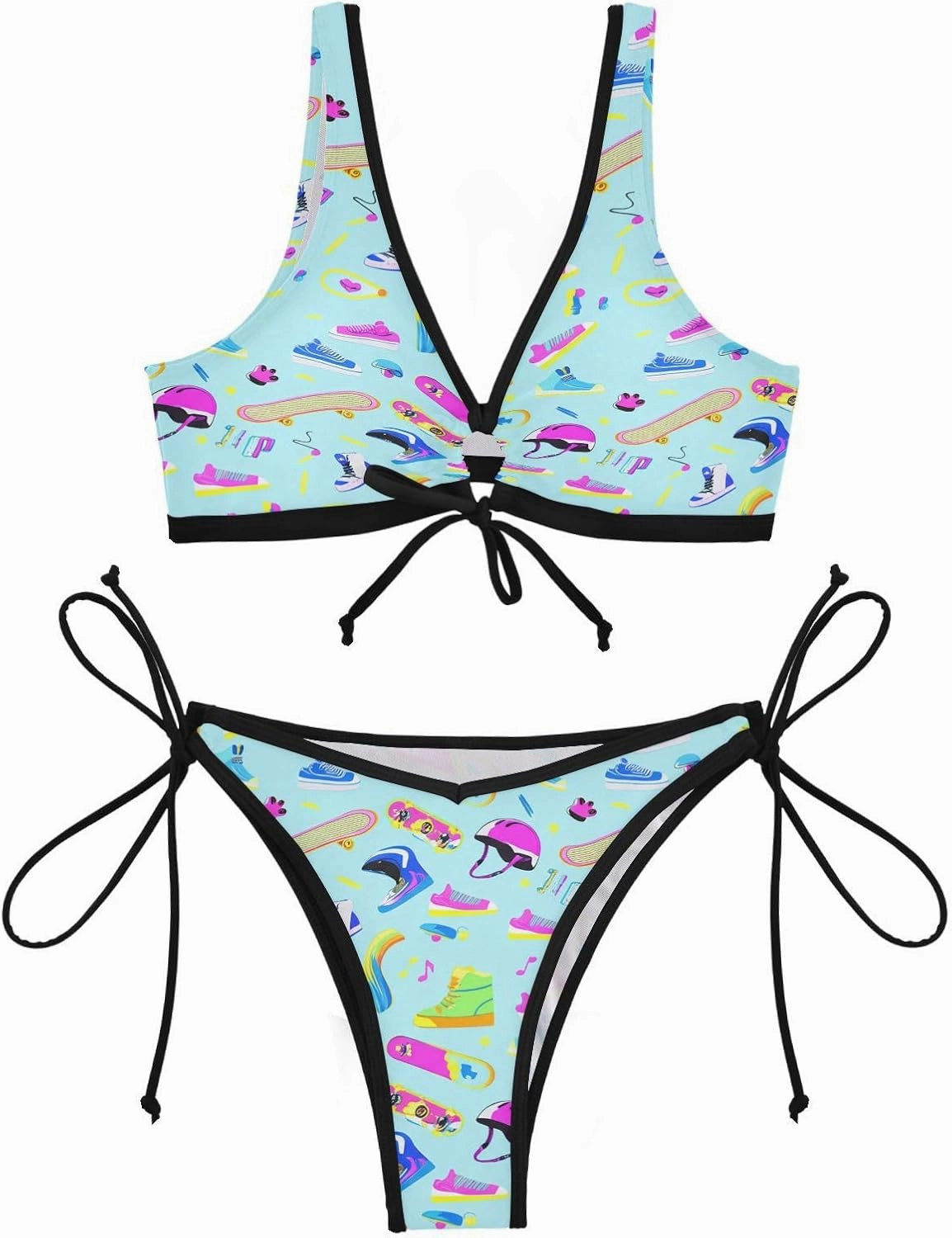 Nander Sexy Bikini Set Cool Skateboarding Swimsuit Triangle Bathing Suits for Summer Beach Women