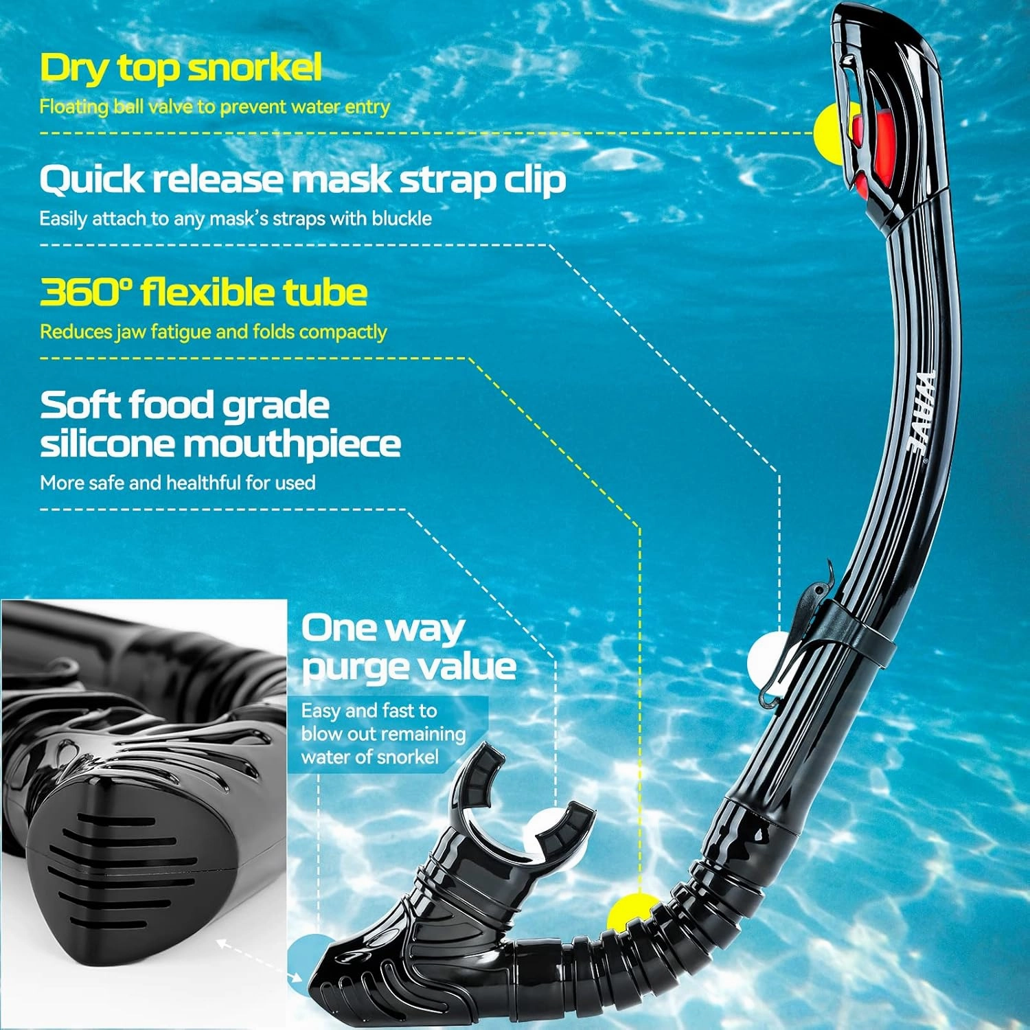 Nearsighted Snorkel Gear, Nearsighted Dry Snorkel Mask Set for Adult Youth, Nearsighted Anti Fog Diving Mask with Detachable Camera Mount & Adjustable Strap for Scuba Diving, Snorkeling, Freediving