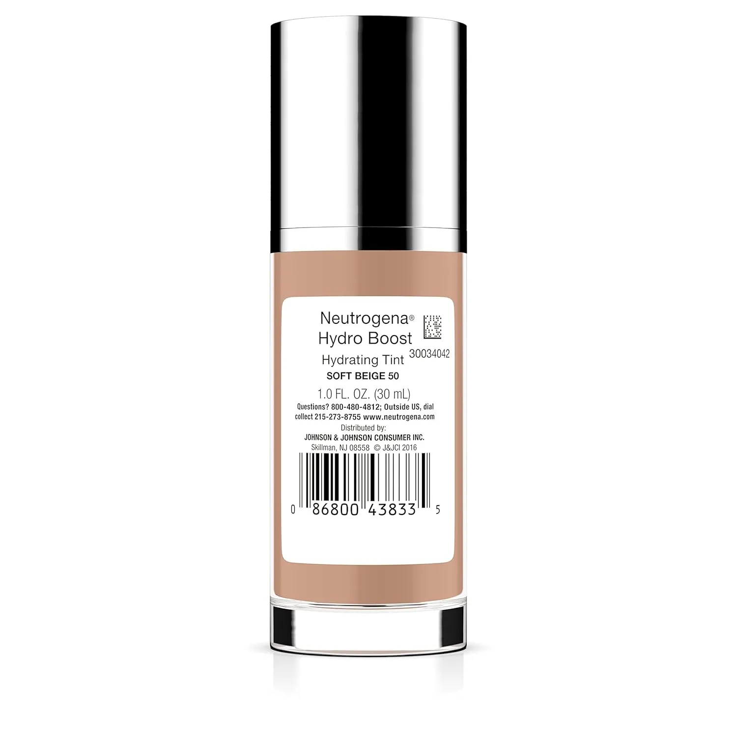 Neutrogena Hydro Boost Hydrating Tint with Hyaluronic Acid, Lightweight Water Gel Formula, Moisturizing, Oil-Free & Non-Comedogenic Liquid Foundation Makeup, 50 Soft Beige, 1.0 fl. oz