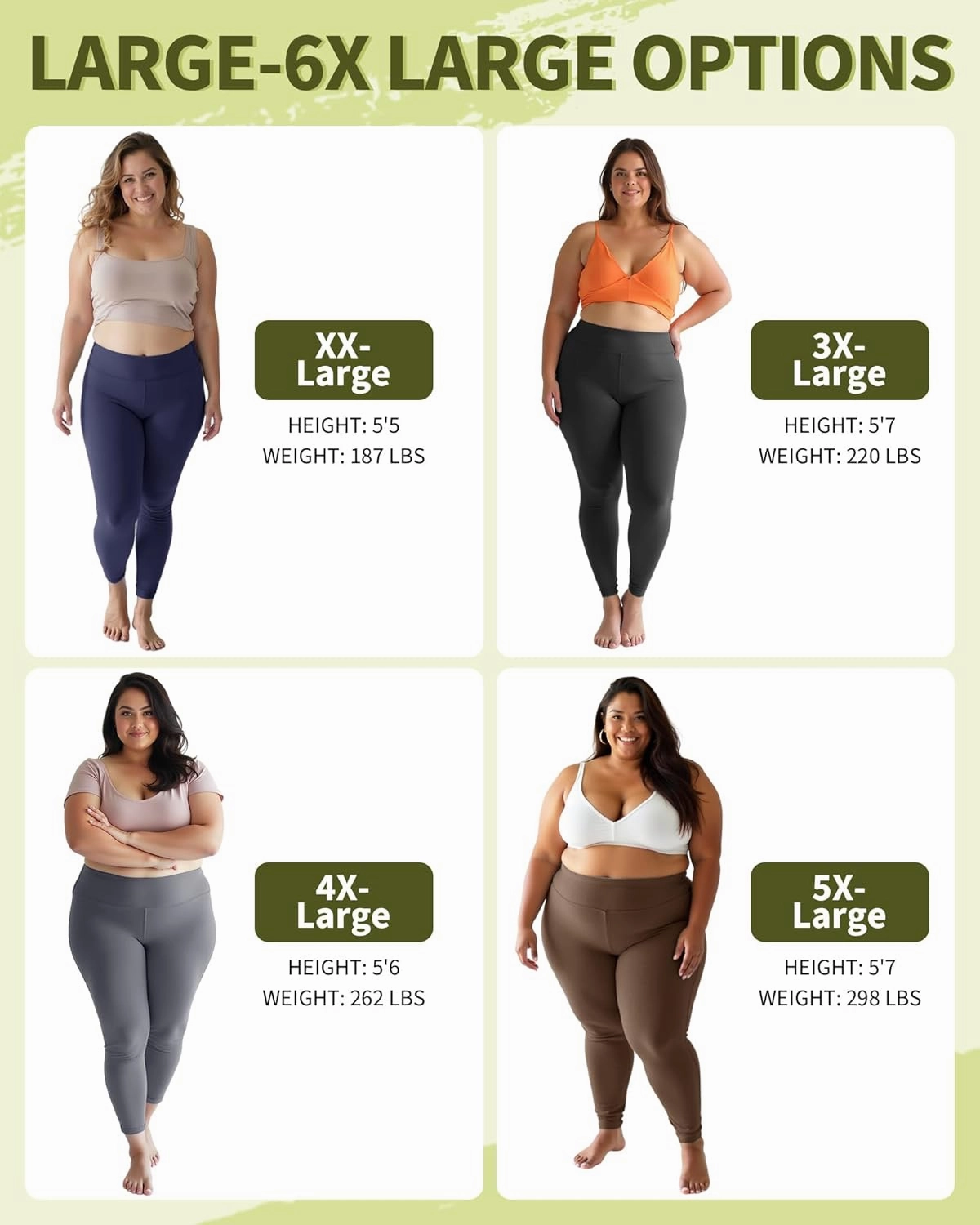 NexiEpoch Leggings for Women Plus Size-High Waisted L-XL-6XL Tummy Control Soft Yoga Pants for Workout Running
