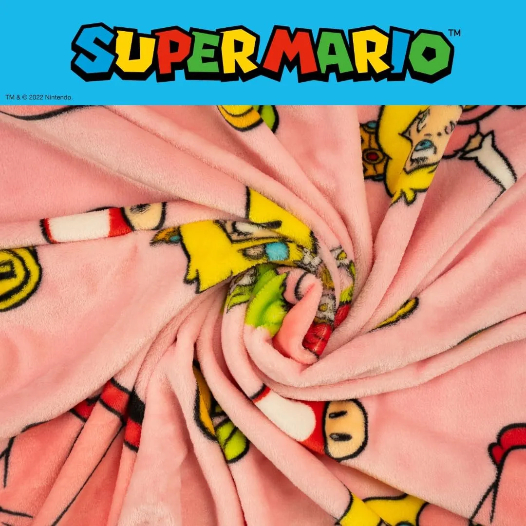 Nintendo Super Marios Bros. Gaming Princess Peach Girl Bedding Super Soft Silk Touch Throw, 46 in x 60 in, (Officially Licensed Product)