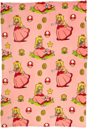 Nintendo Super Marios Bros. Gaming Princess Peach Girl Bedding Super Soft Silk Touch Throw, 46 in x 60 in, (Officially Licensed Product)