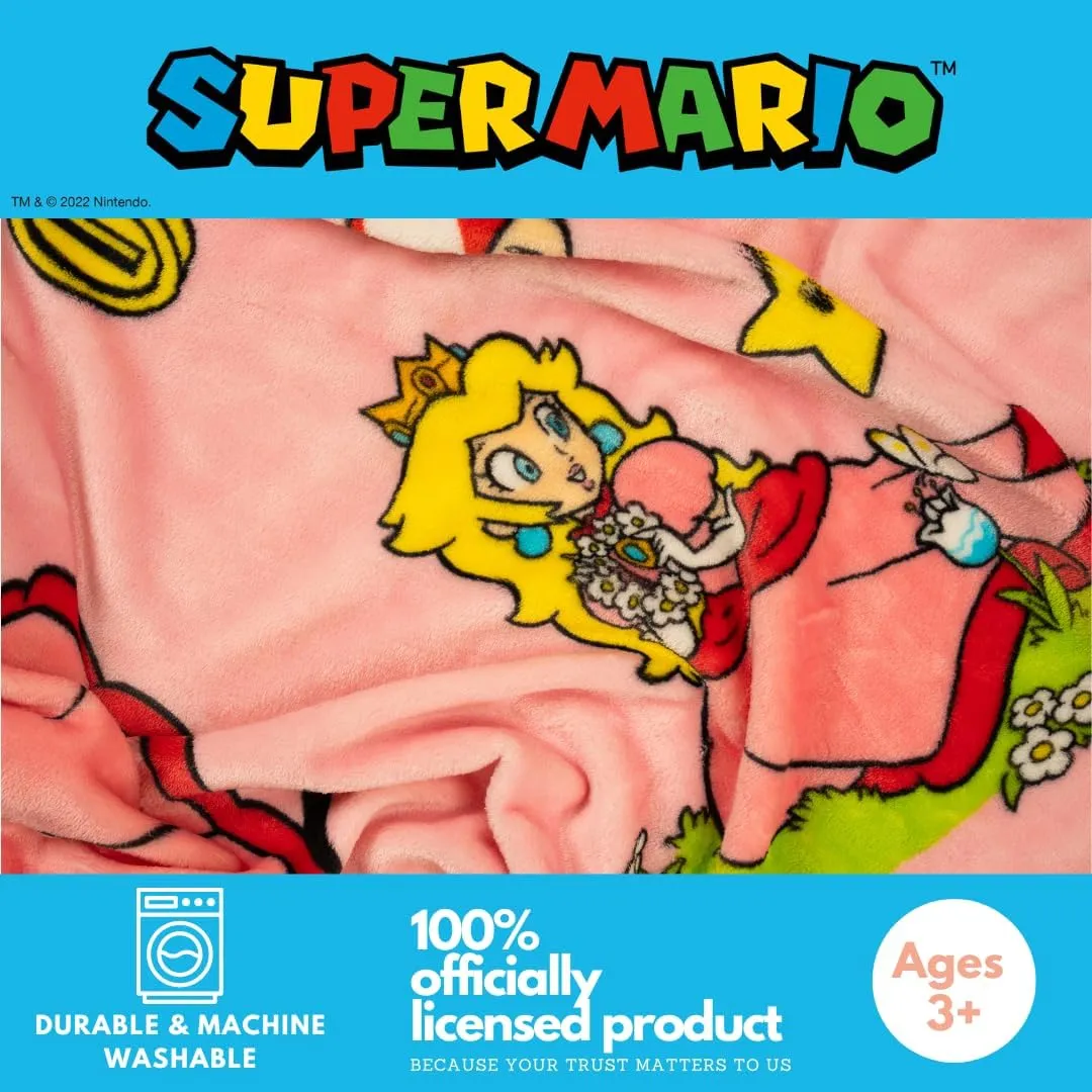 Nintendo Super Marios Bros. Gaming Princess Peach Girl Bedding Super Soft Silk Touch Throw, 46 in x 60 in, (Officially Licensed Product)