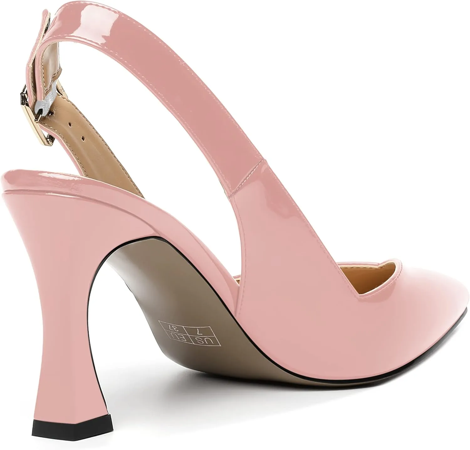 NUMALEO Womens Bridal Ankle Strap Pointed Toe Patent Buckle Fashion Spool High Heel Pumps Shoes 3.3 Inch