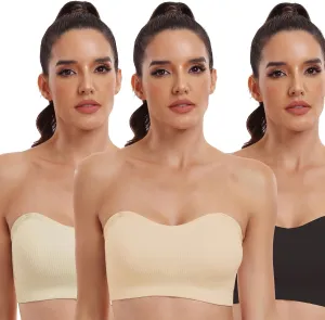 OBICUM Strapless Bras for Women Non-Slip Silicone Bandeau Bra Comfortable Bra