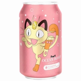 Ocean Bomb Pokemon Meowth Peach Flavour Sparkling Water, bevanda alla pesca da 330ml
