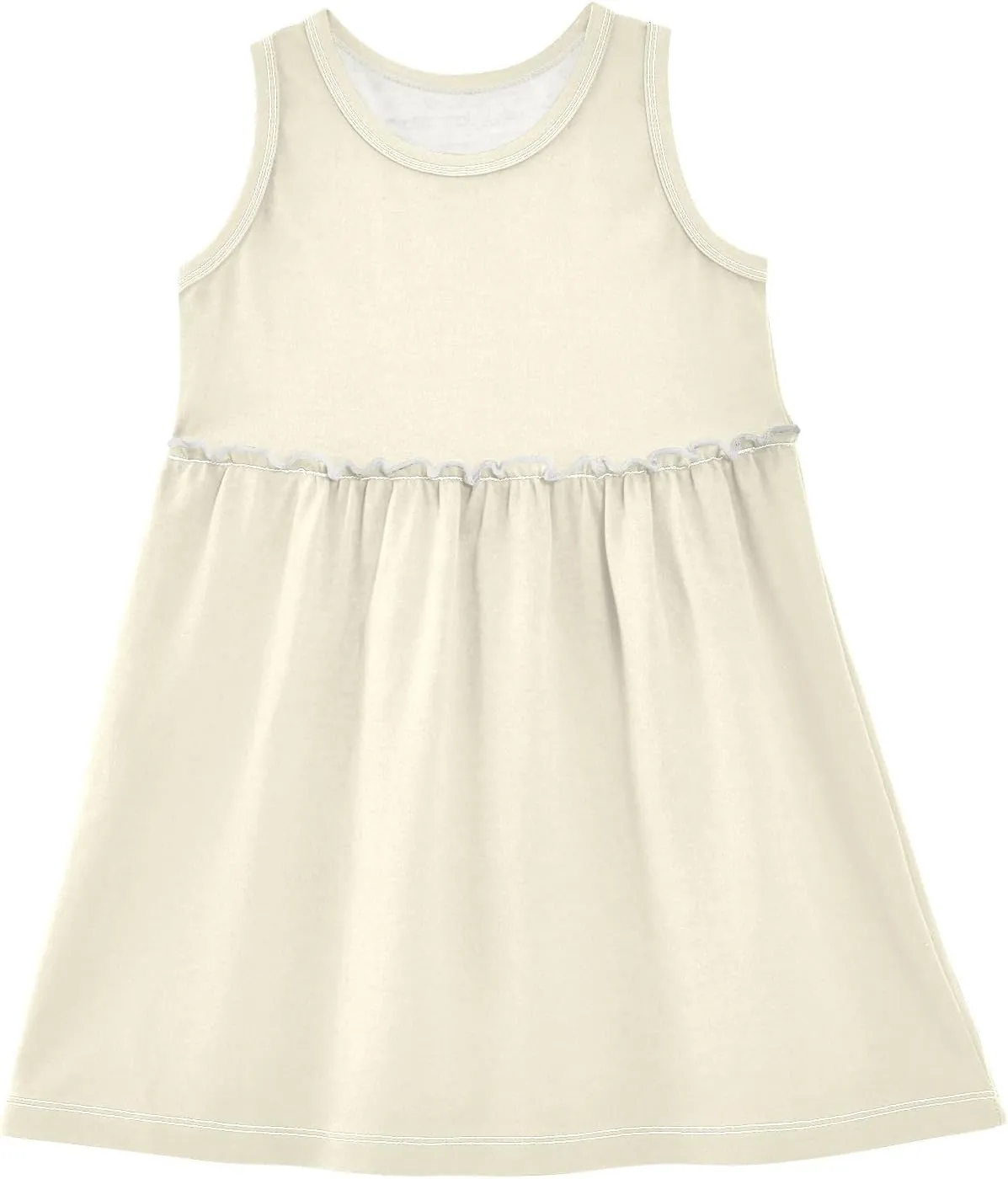 ODAWA Peach Puff Girls Sleeveless Dress Girls Casual Sundresses A-Line Girls Casual Dress for 2-8 Years Old Kids