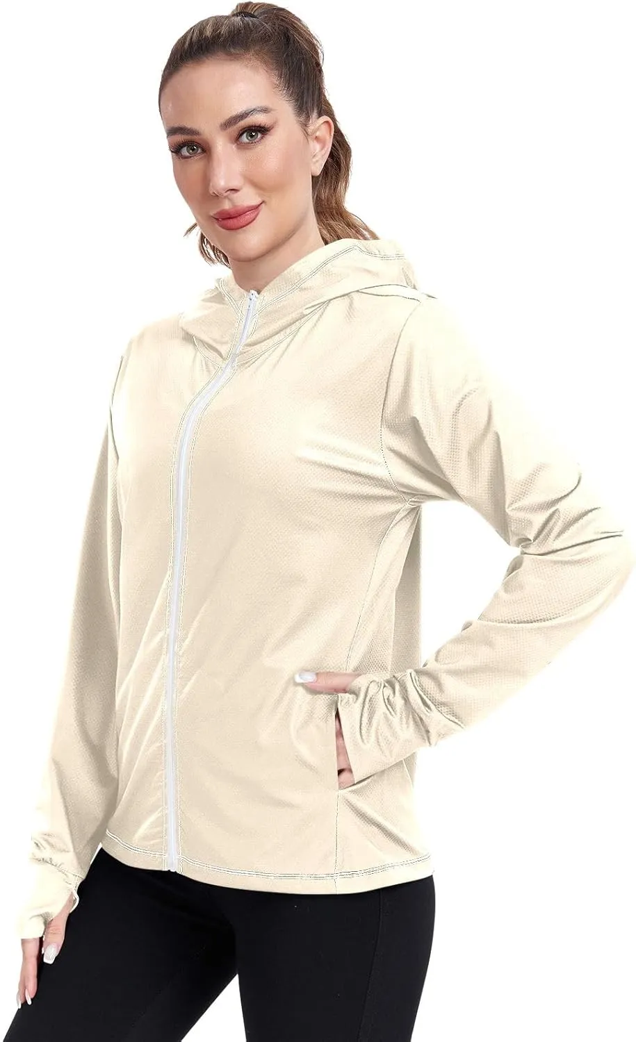 ODAWA Womens Upf Hoodie Peach Puff UV Cooling Hoodie Summer Clothing Long Sleeve Spf 50 Quick Dry Cooling Shirts