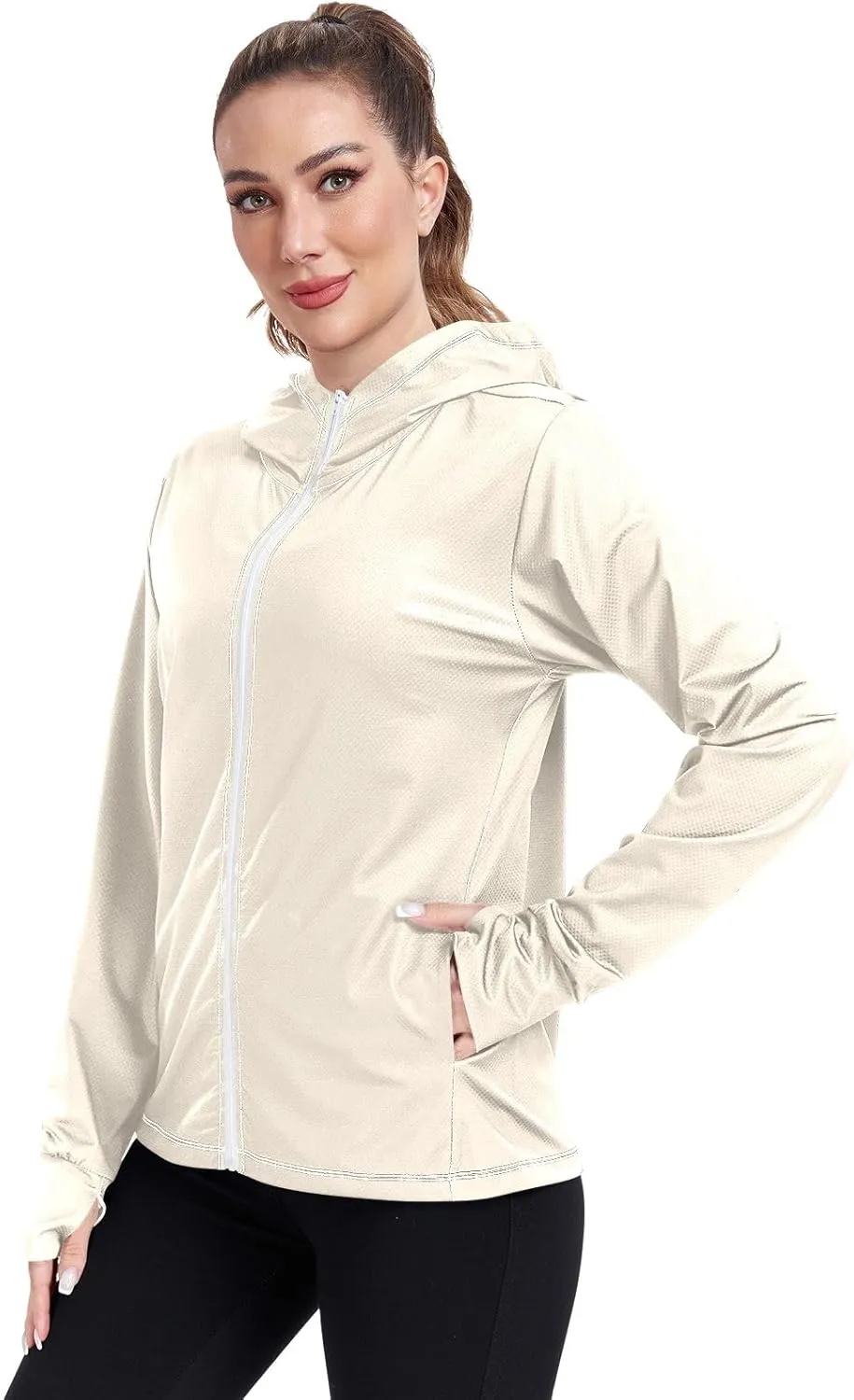 ODAWA Womens Upf Hoodie Peach Puff UV Cooling Hoodie Summer Clothing Long Sleeve Spf 50 Quick Dry Cooling Shirts