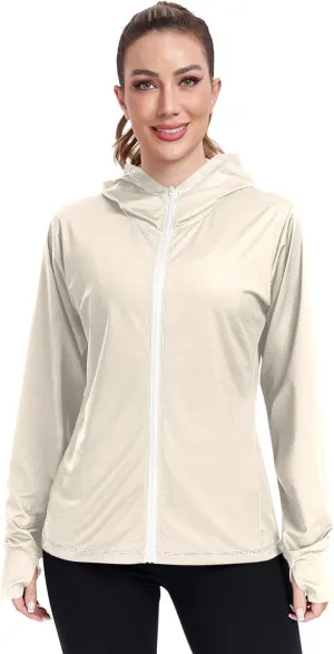 ODAWA Womens Upf Hoodie Peach Puff UV Cooling Hoodie Summer Clothing Long Sleeve Spf 50 Quick Dry Cooling Shirts