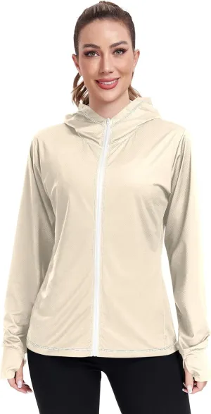 ODAWA Womens Upf Hoodie Peach Puff UV Cooling Hoodie Summer Clothing Long Sleeve Spf 50 Quick Dry Cooling Shirts