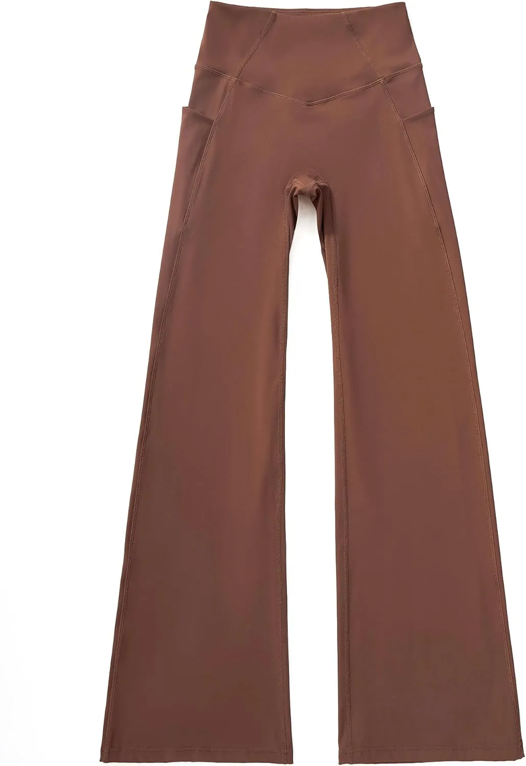 OMKAGI Women Flared Yoga Pants with Pockets Soft High Waisted Wide Leg Workout Leggings