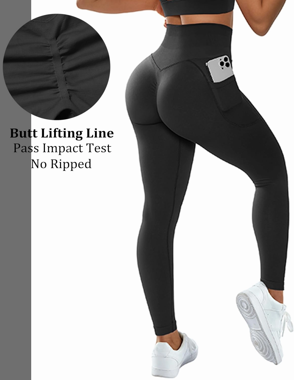 OMKAGI Women Scrunch Butt Lifting Leggings with Pockets Compression High Waisted Gym Workout Leggings