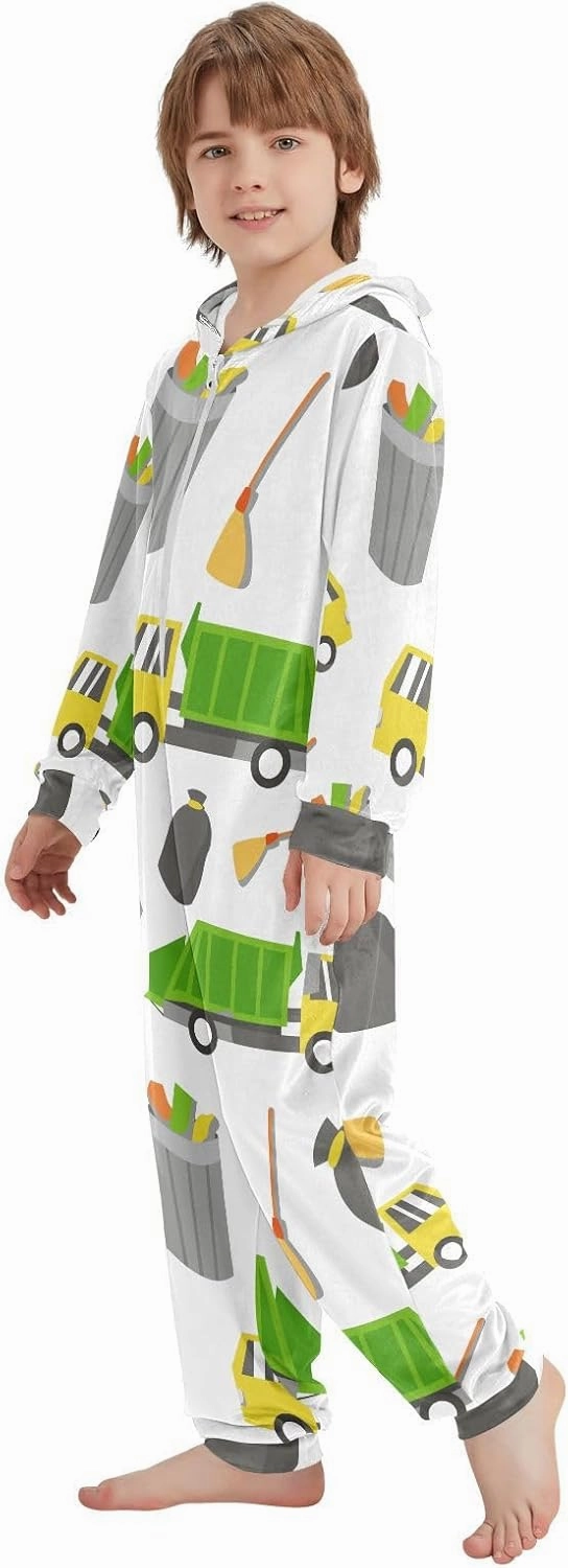 Onesie Pajama Garbage Truck Pajamas One Piece Sleepwear Jumpsuits 5-6Y
