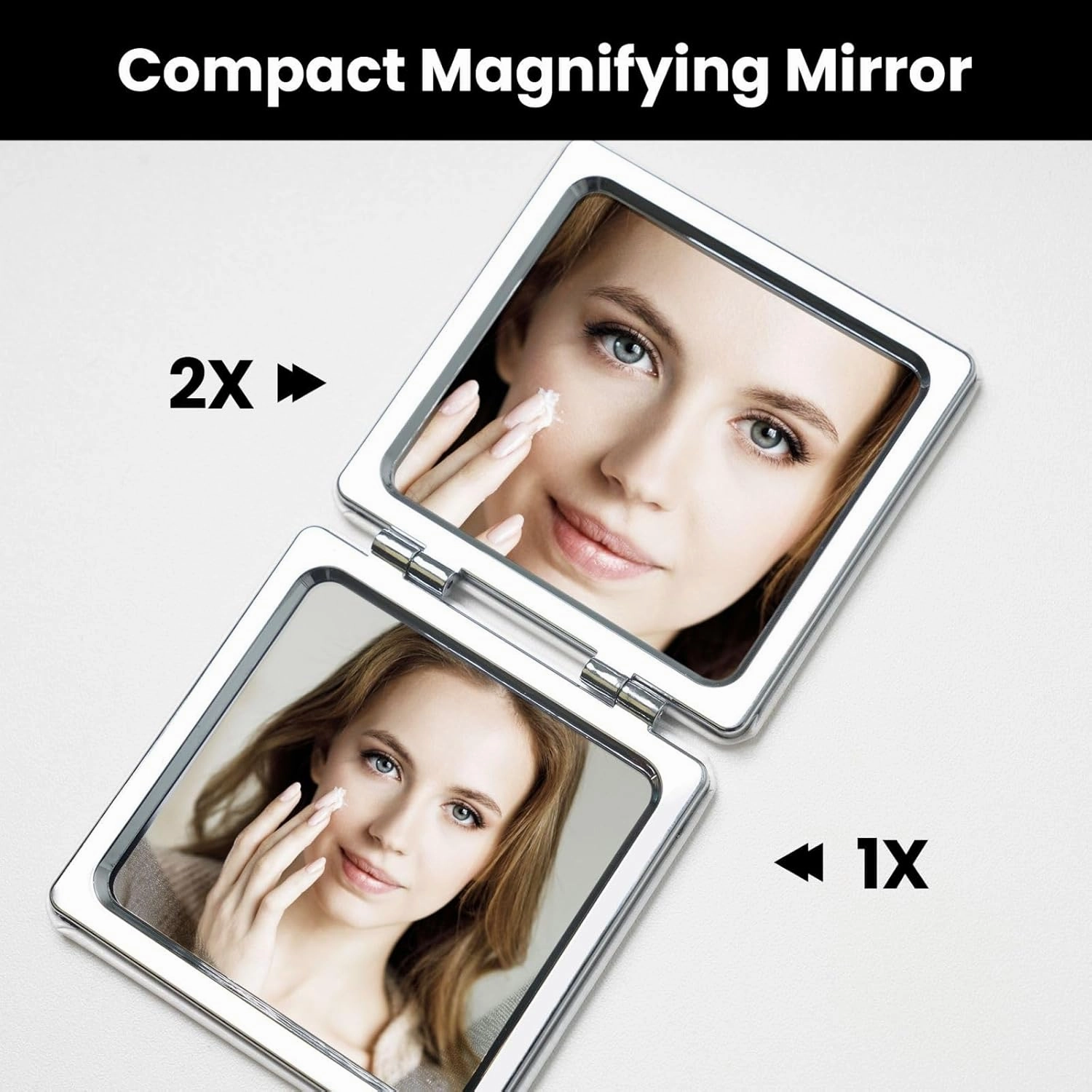 Orchid Flower Butterfly Soft Fresh Spring Printed Square Pocket Makeup Mirror with 1X/2X Magnification, Portable Mini Travel Makeup Mirror for Travel Daily Work Beauty