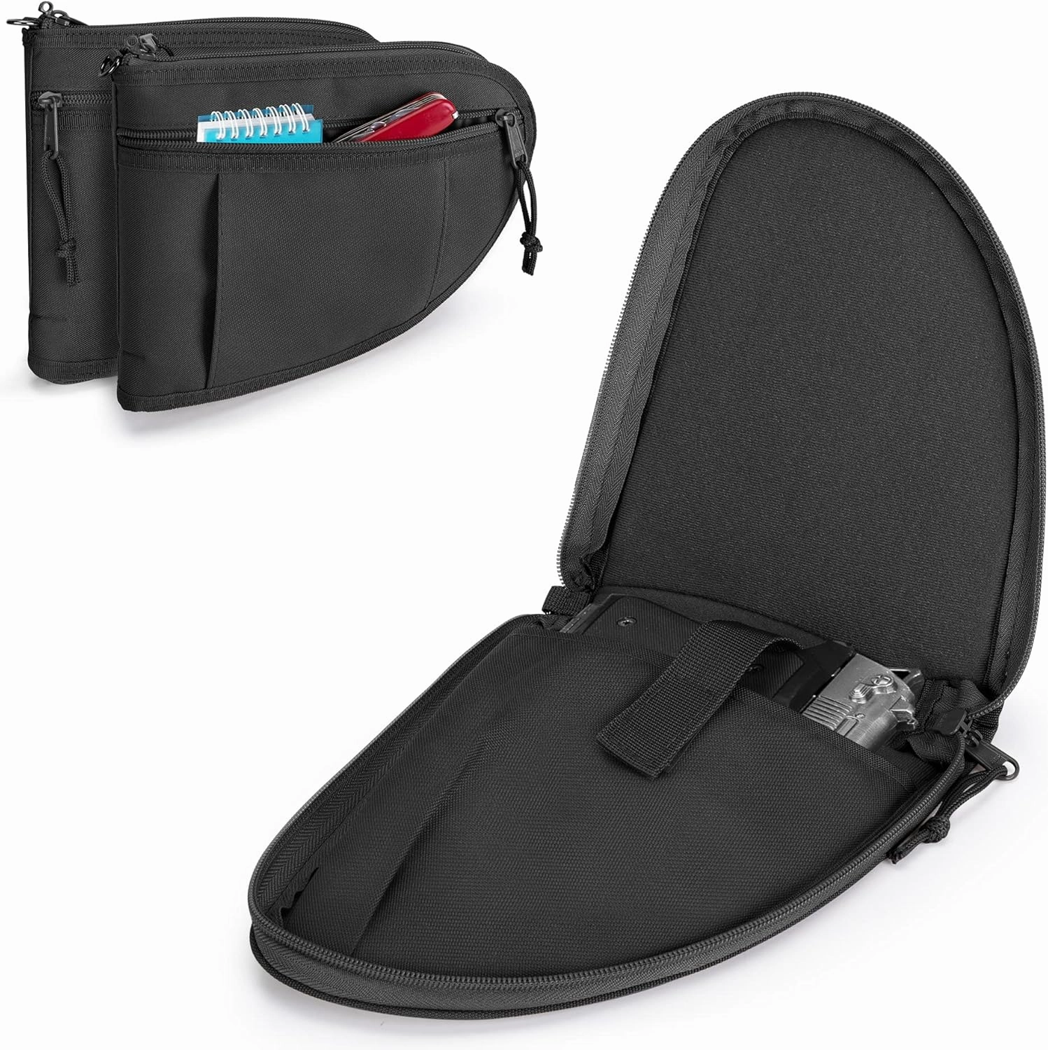 Padded Pistol Cases (2 Packs) with Lockable Zipper, Handgun Bag with Thickened Velvet Lining for Gun Storage and Transport